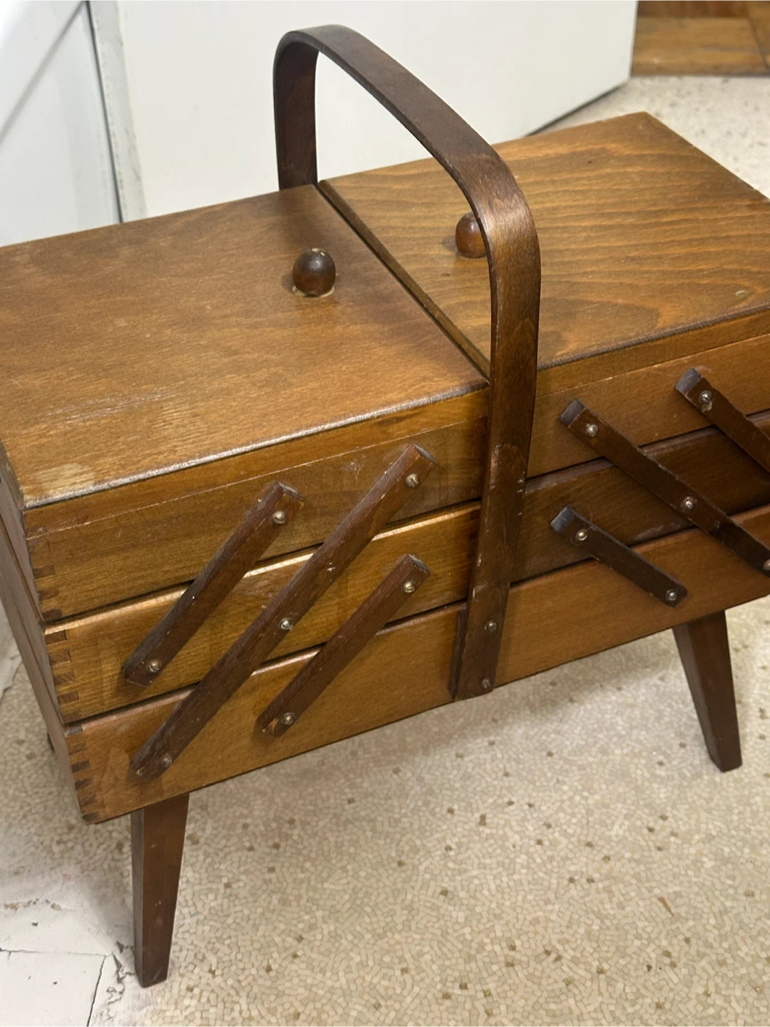 Vintage accordion sewing box