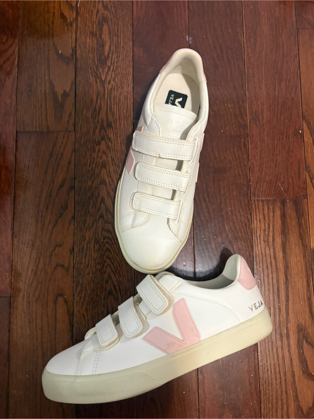 Veja White Pink Velcro Sneakers US 10