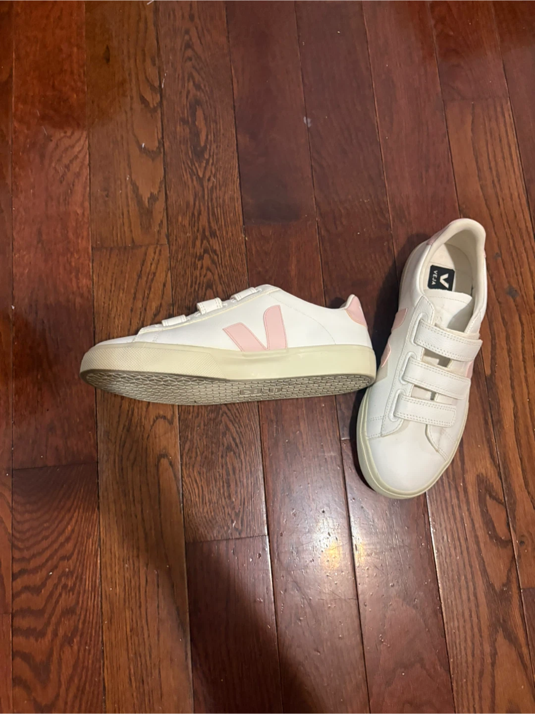 Veja White Pink Velcro Sneakers US 10 - photo 2