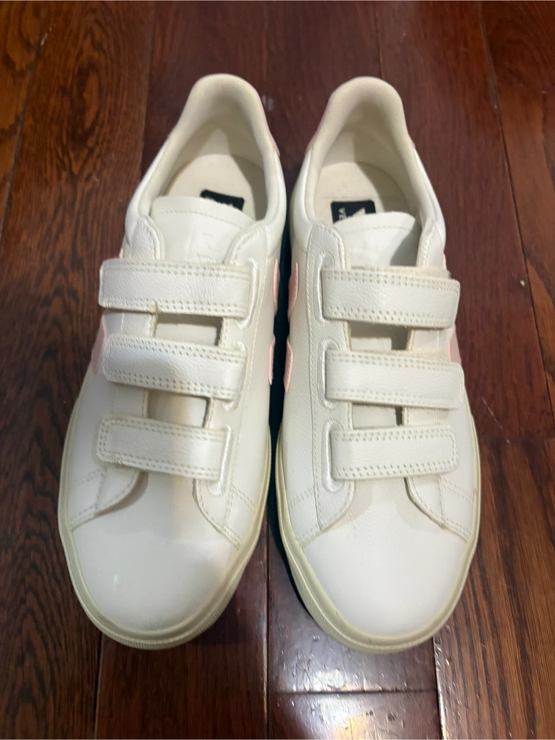 Veja White Pink Velcro Sneakers US 10 - photo 3