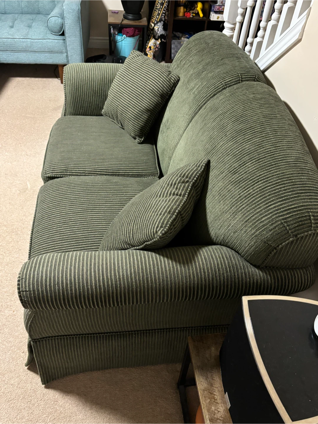 Green Corduroy Loveseat - photo 3