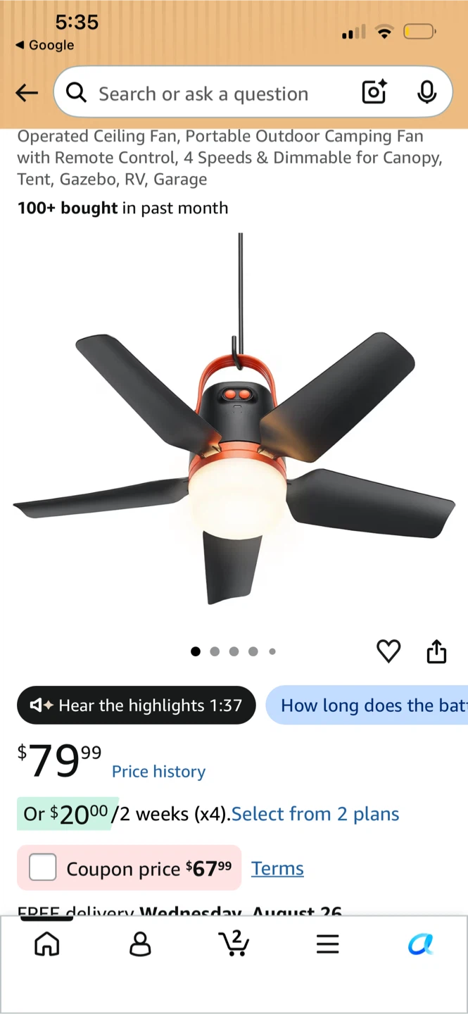 Q9 2-IN-1 Portable Ceiling Fan with Remote