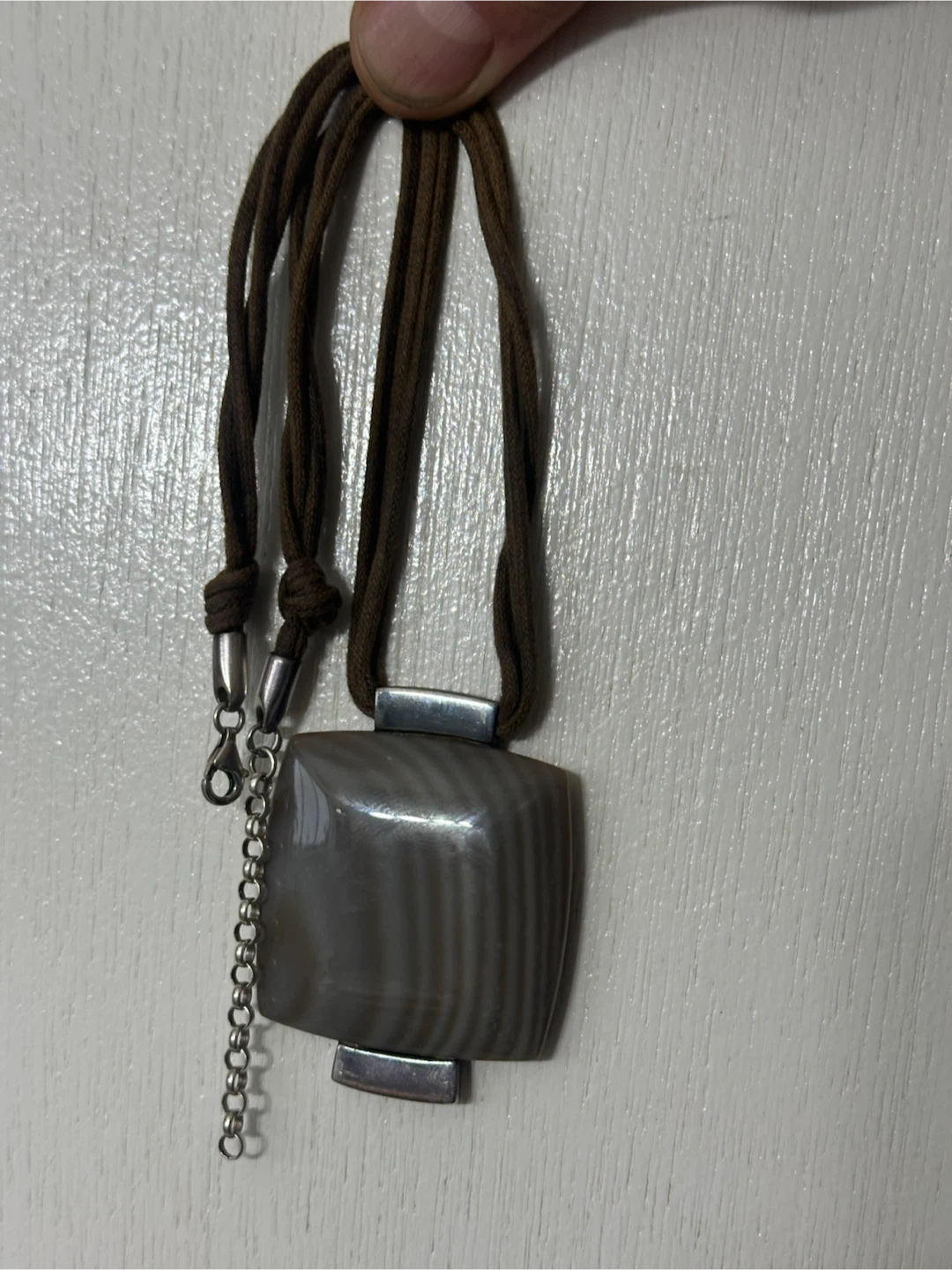 W.KRUK Polish Striped Flint Sterling Silver Necklace