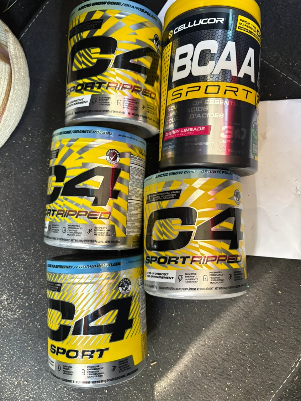 C4 Sport Pre-Workout & Cellucor BCAA Protein Powder