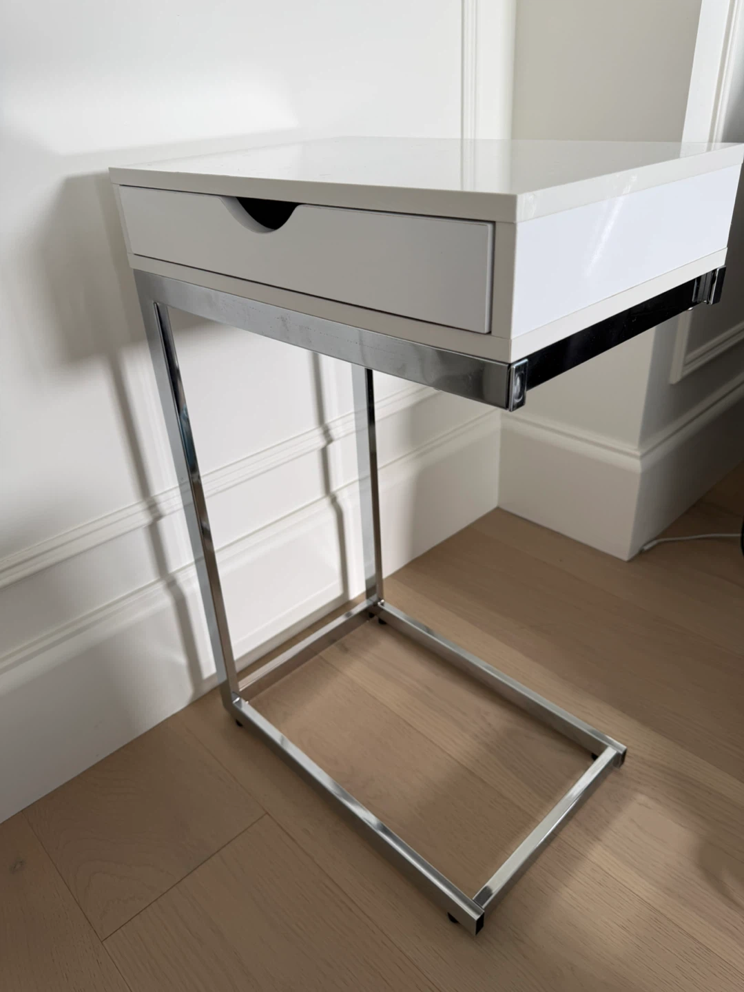 White side table with drawer