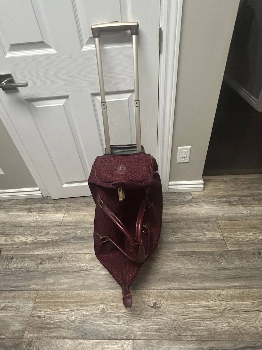 Burgundy Rolling Duffle Bag with Pattern - photo 2