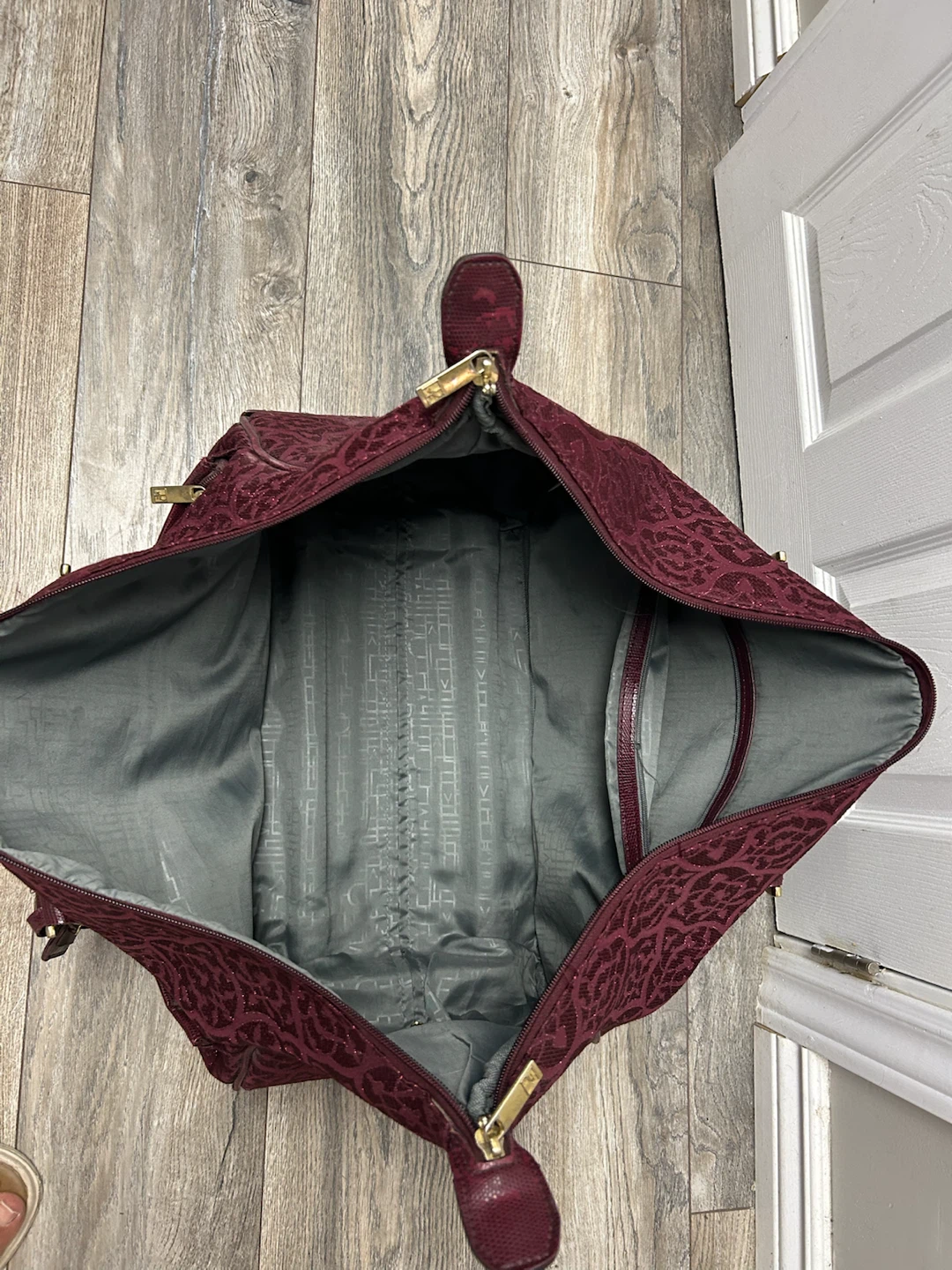 Burgundy Rolling Duffle Bag with Pattern - photo 3