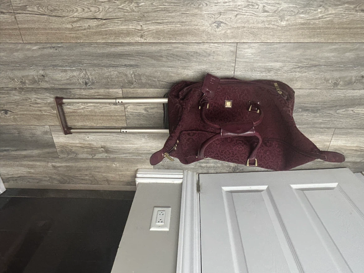 Burgundy Rolling Duffle Bag with Pattern - photo 4