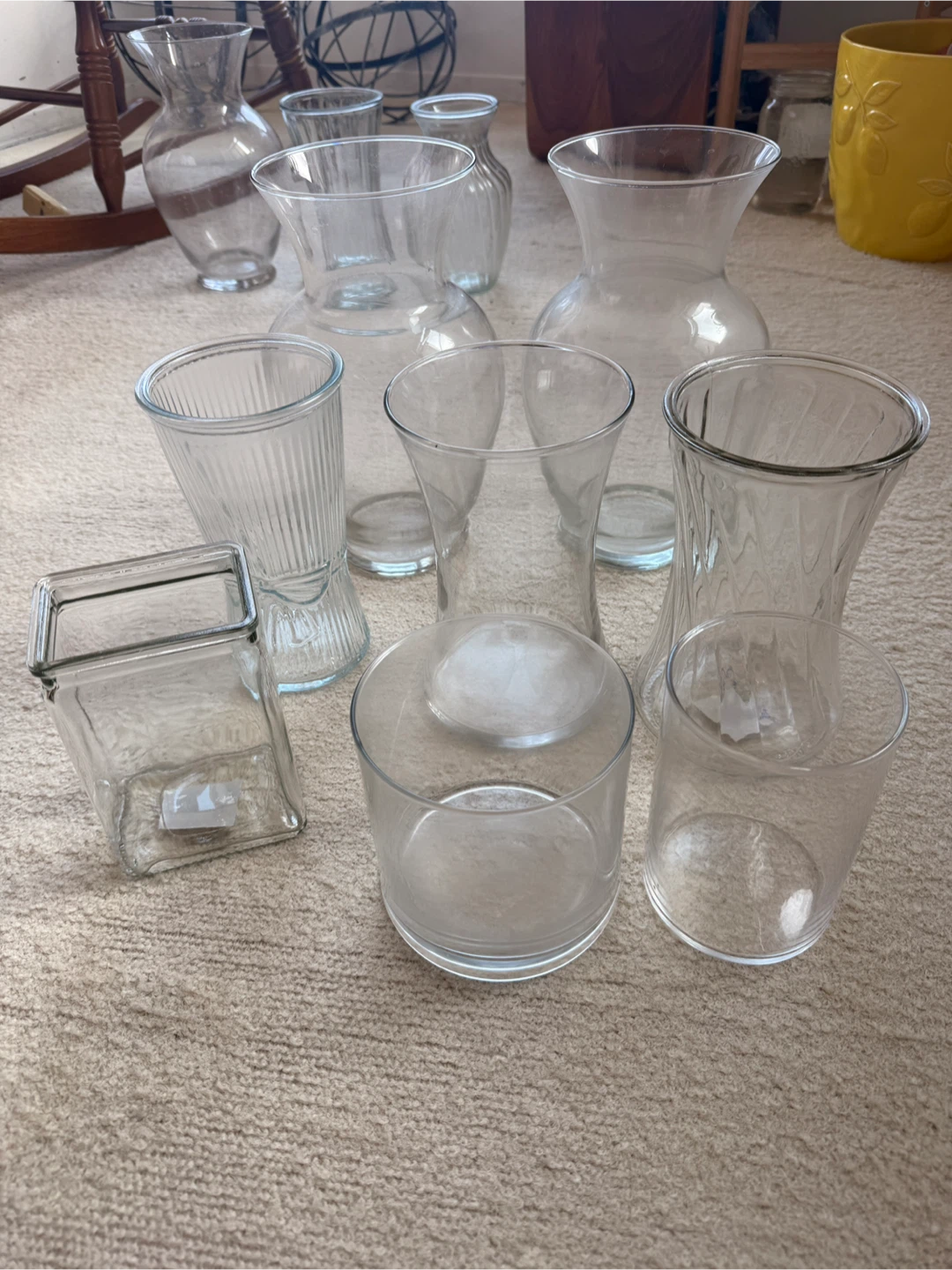 Assorted Clear Glass Vases and Containers