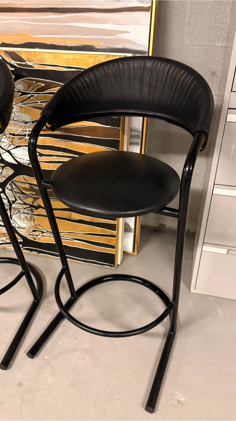 Set of 3 Black Bar Stools with Curved Backs - photo 2