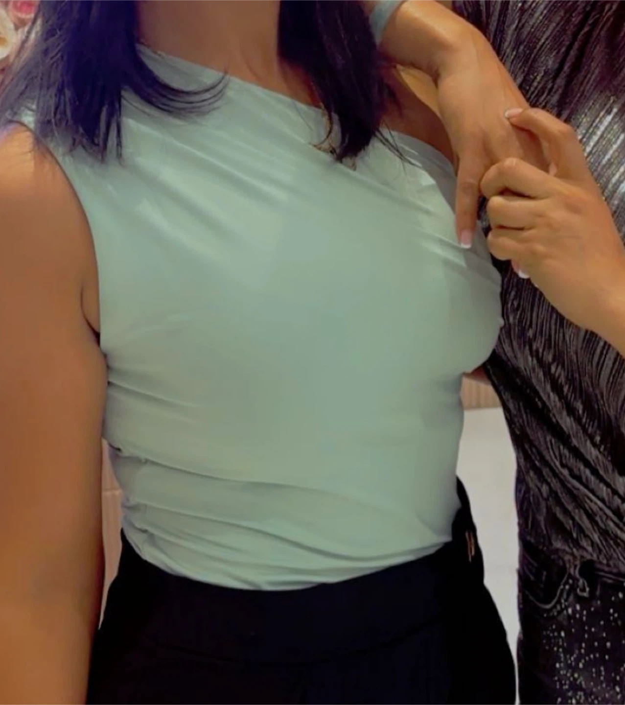 Zara Light Blue One-Shoulder Bodysuit
