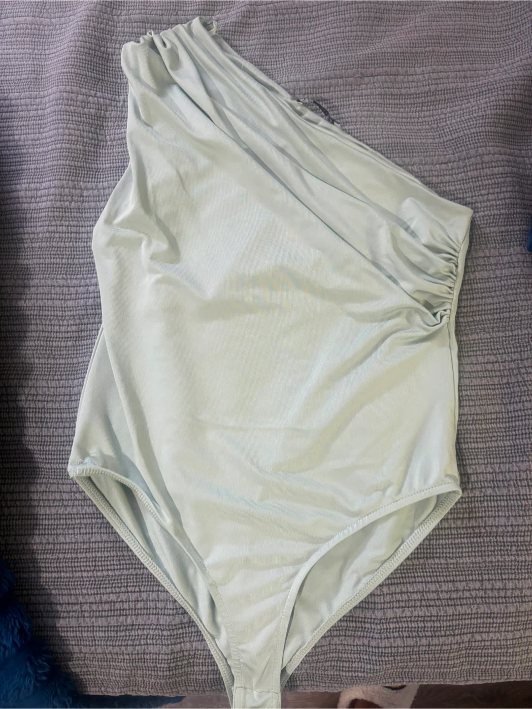 Zara Light Blue One-Shoulder Bodysuit - photo 2