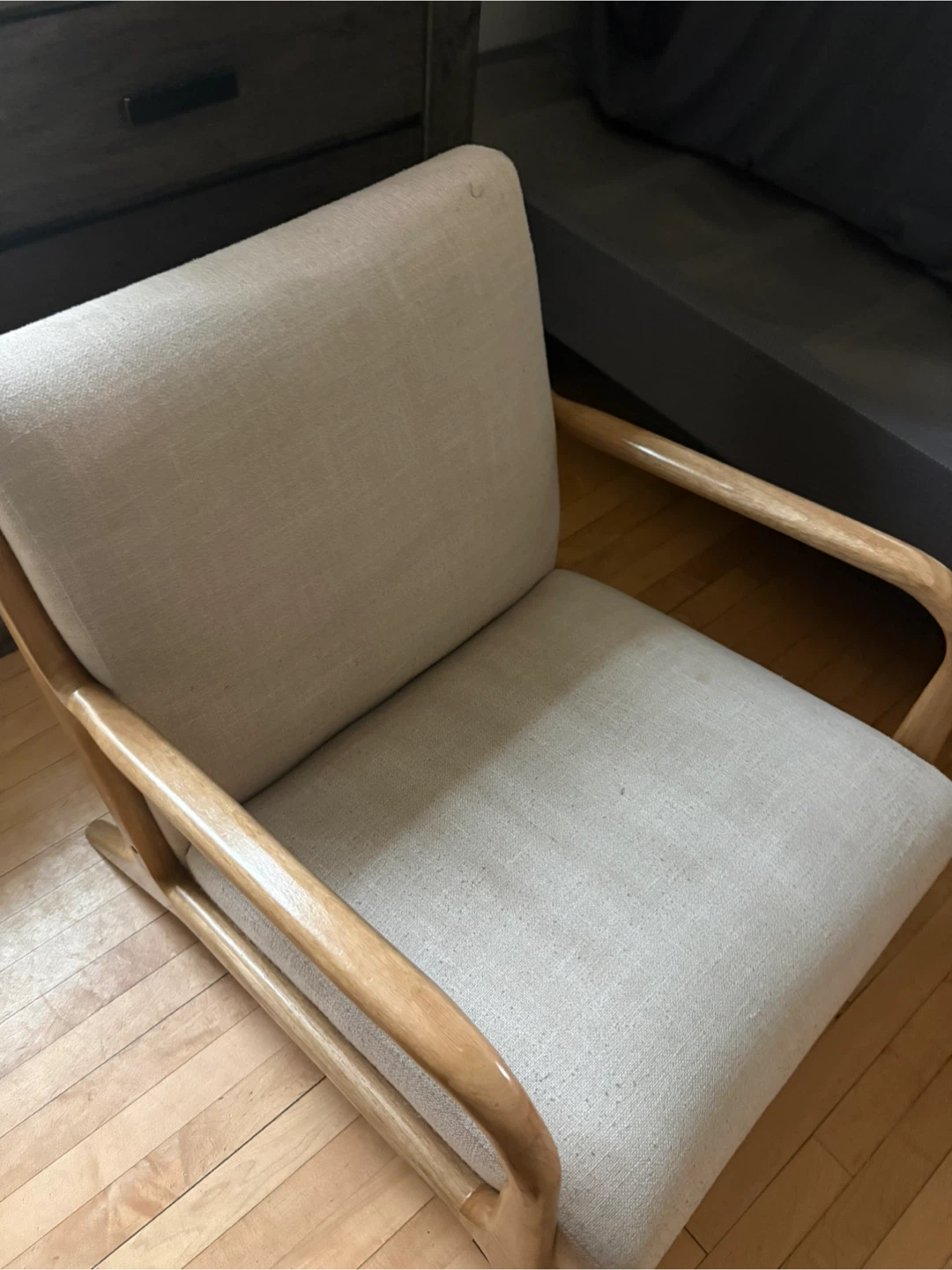Armchair with wooden frame