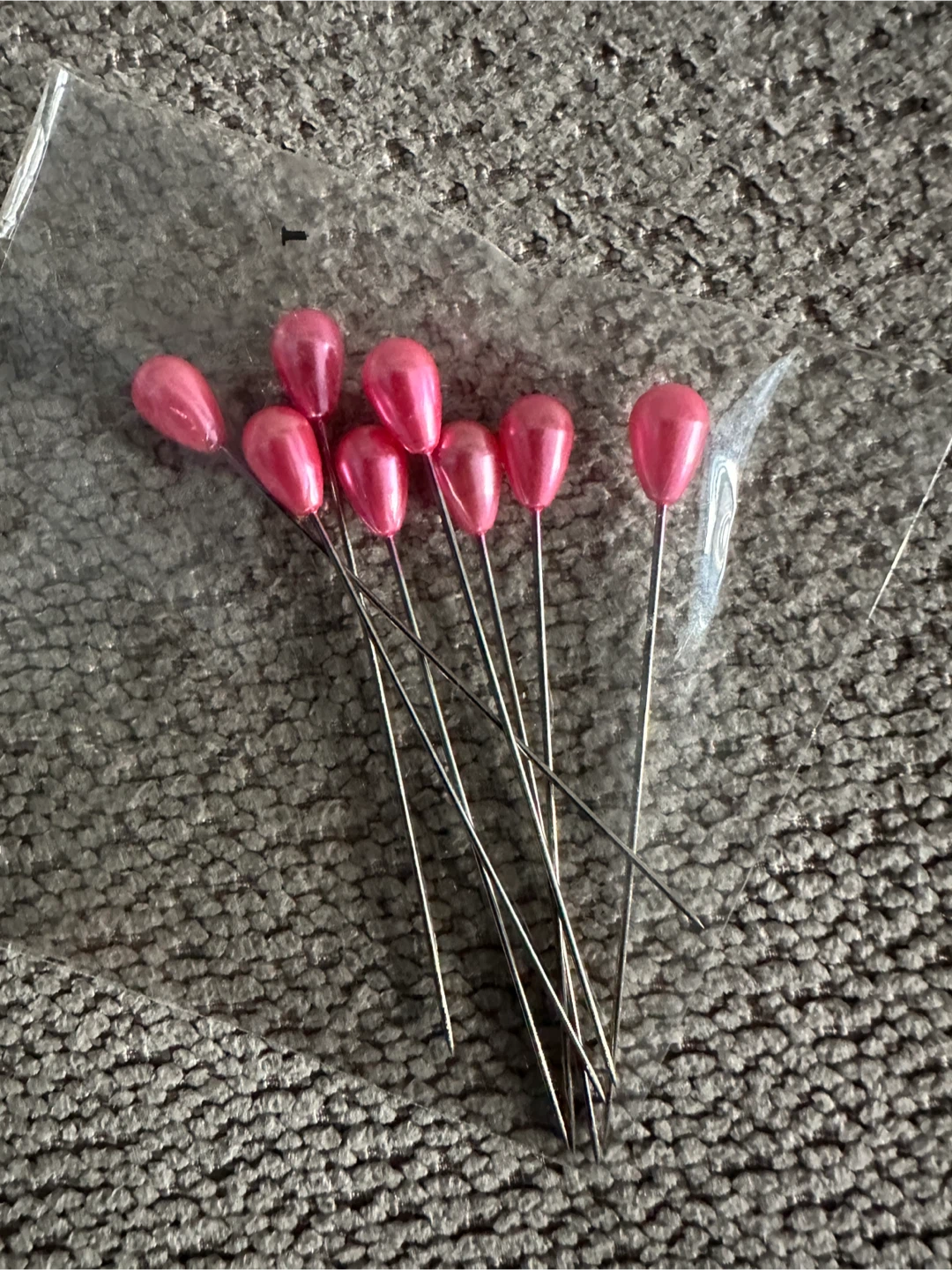 Pink Teardrop Head Sewing Pins Set of 8