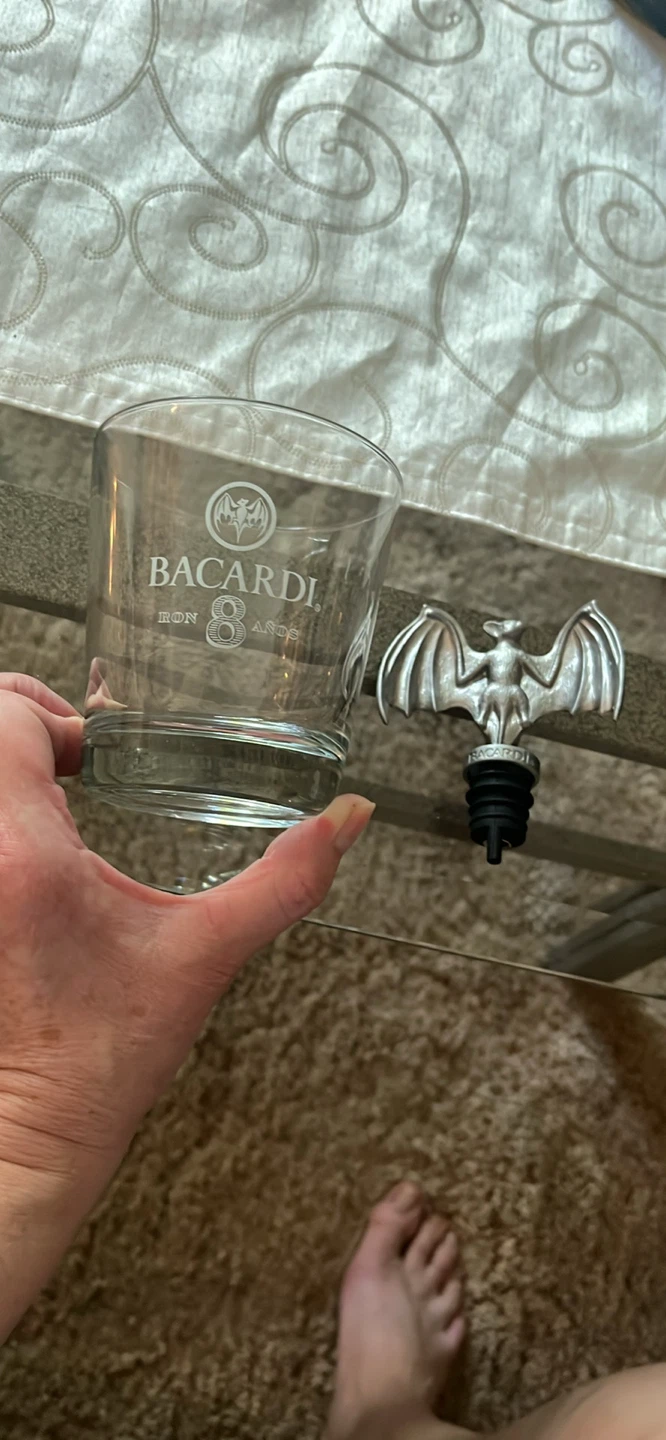 Bacardi Bat Bottle Top Pourer and Glass