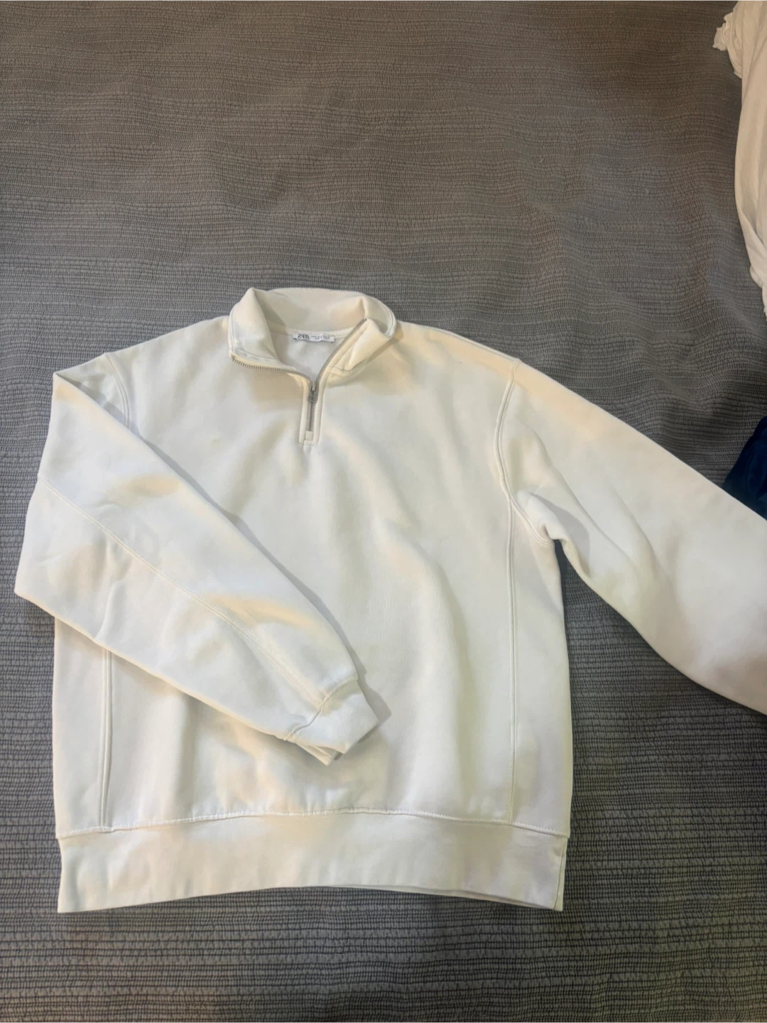 ZARA White 1/4 Zip Sweatshirt