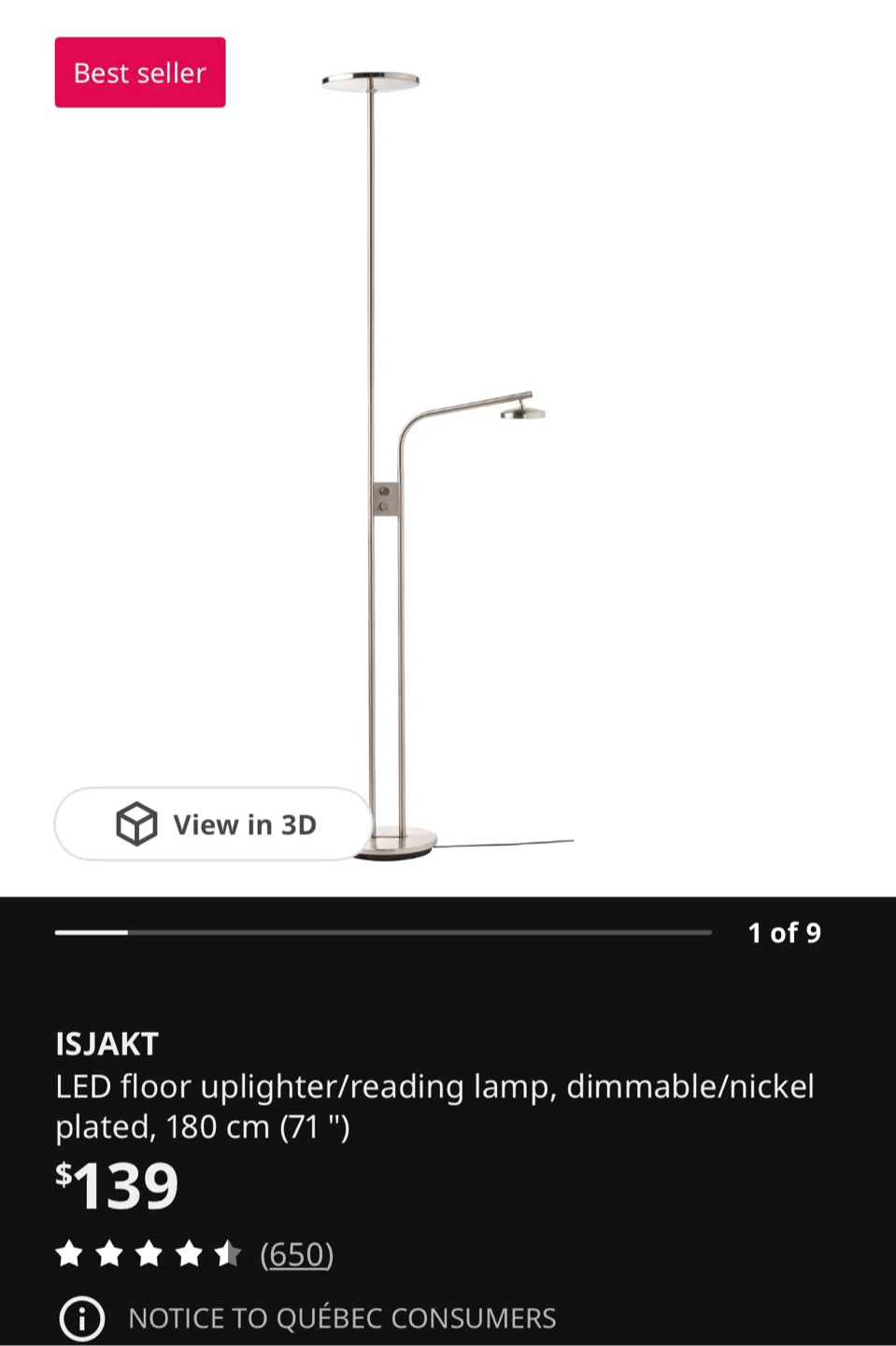ISJAKT LED Floor Uplighter/Reading Lamp - photo 2
