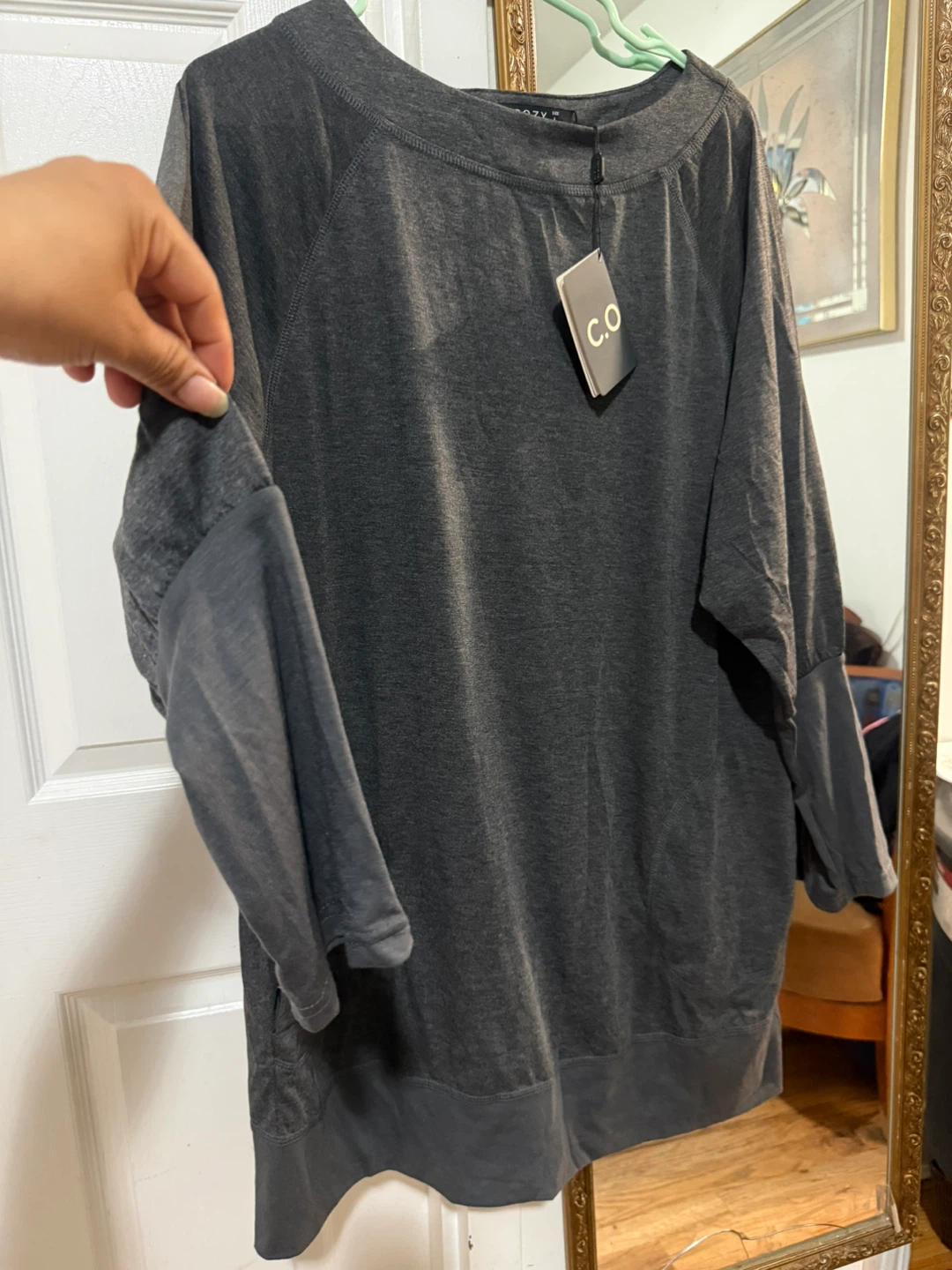 C.O.Z.Y Charcoal Gray Long Sleeve Top Size L - photo 2