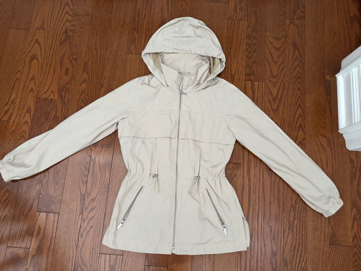 ZARA Beige Hooded Drawstring Jacket XS - photo 2