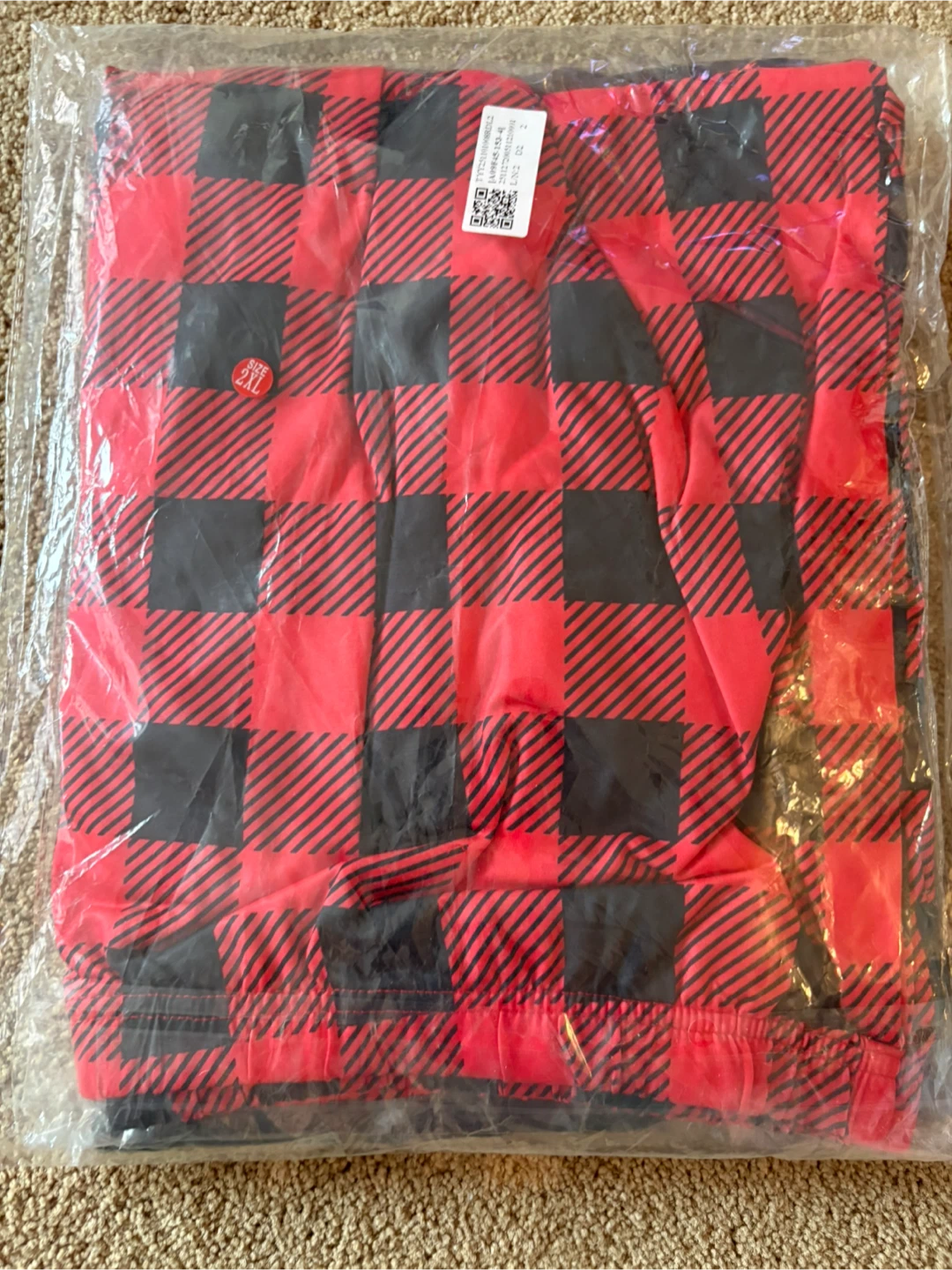 Pajama Set - Red Plaid & Christmas Graphic - photo 2
