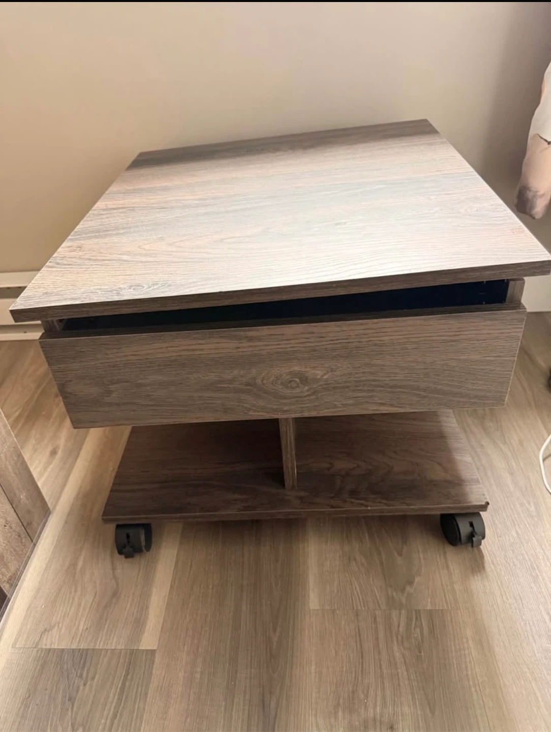 Lift- top table with storage and wheels - photo 2