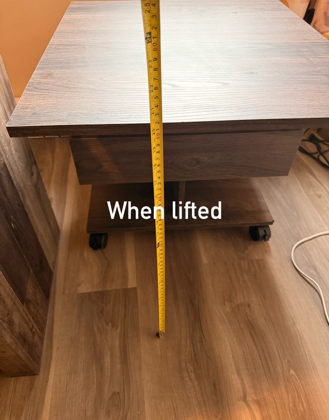 Lift- top table with storage and wheels - photo 4