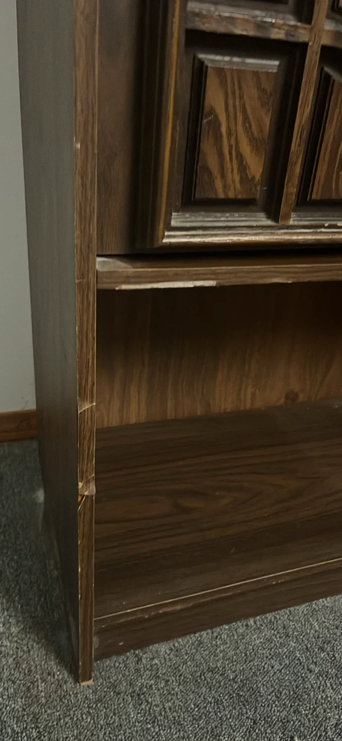 Dark Wood Bookshelf with Cabinet Doors - photo 3