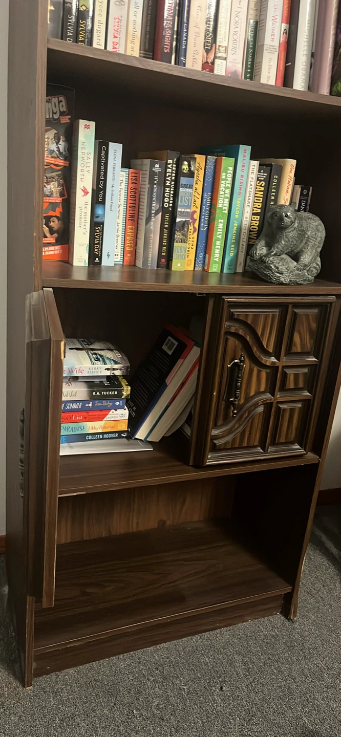 Dark Wood Bookshelf with Cabinet Doors - photo 4