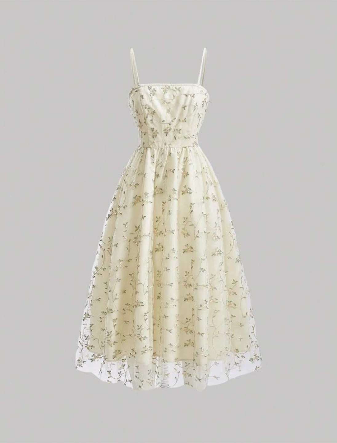 Floral Embroidered Mesh Dress