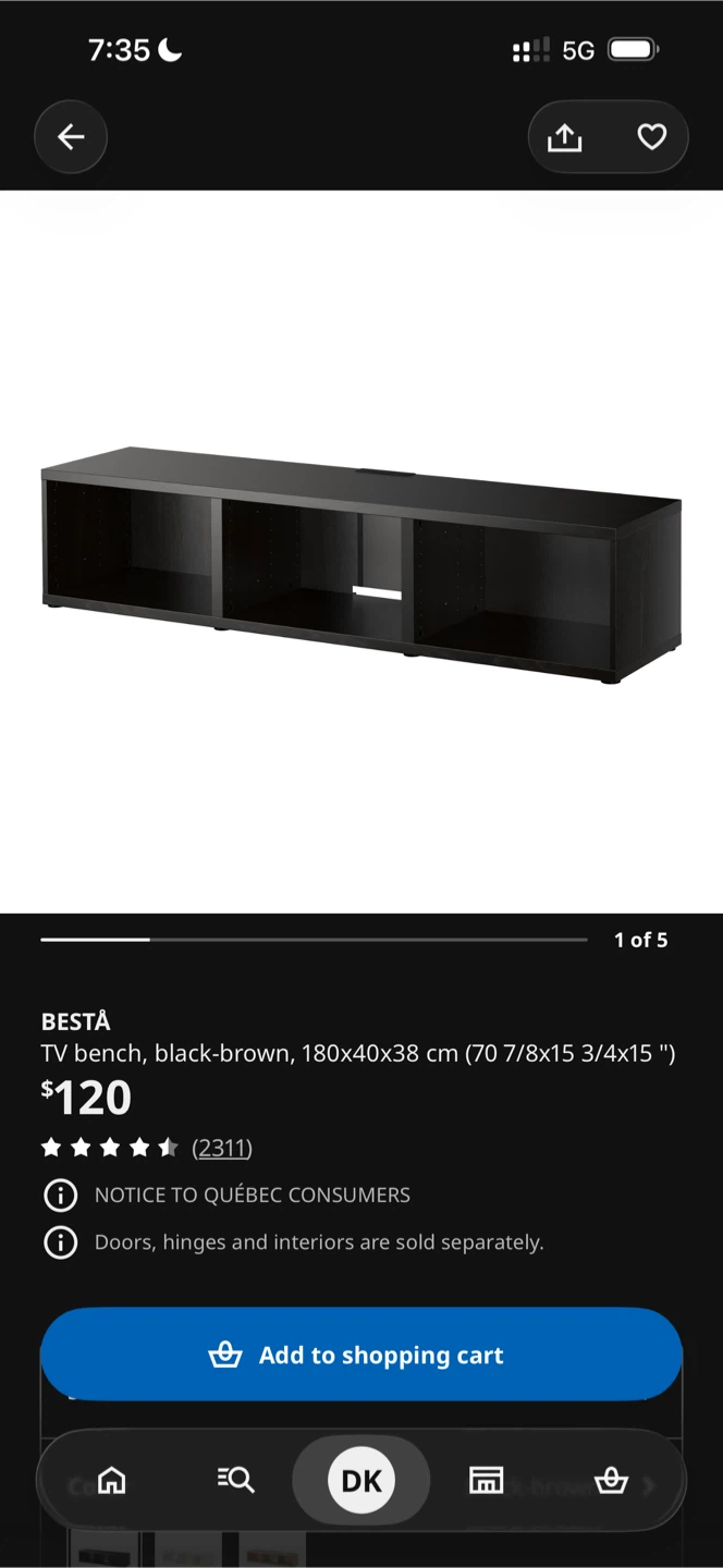 IKEA BESTÅ TV Bench 180×40×38cm