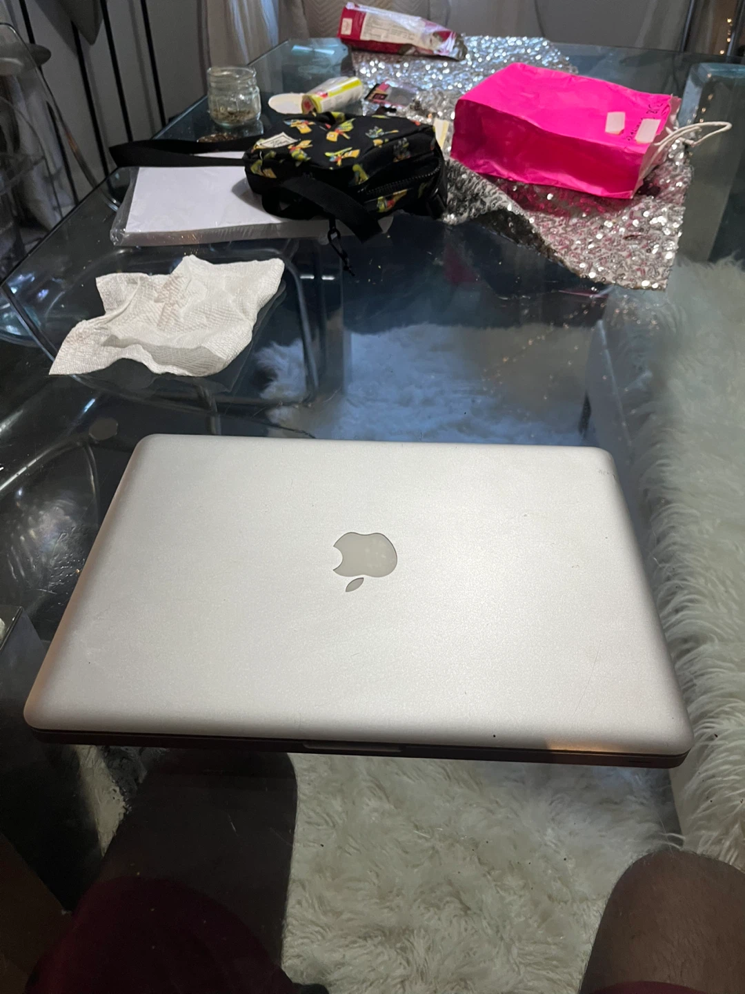 Silver Apple MacBook Pro laptop dead