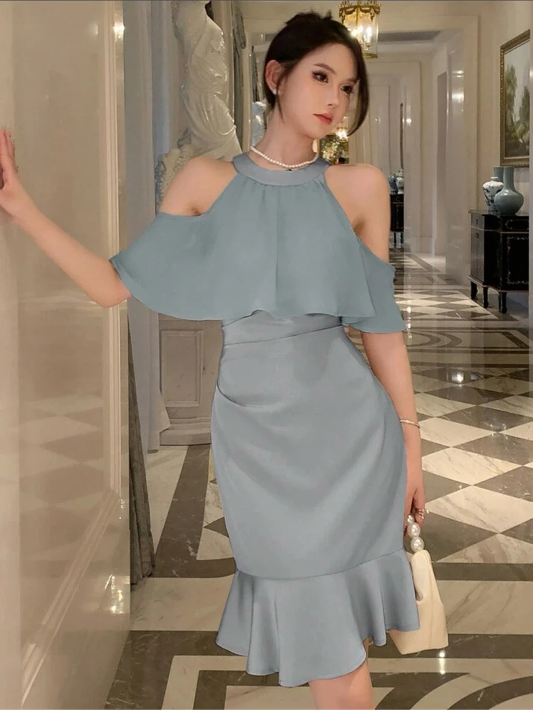 Dazy Cold Shoulder Ruffle Dress