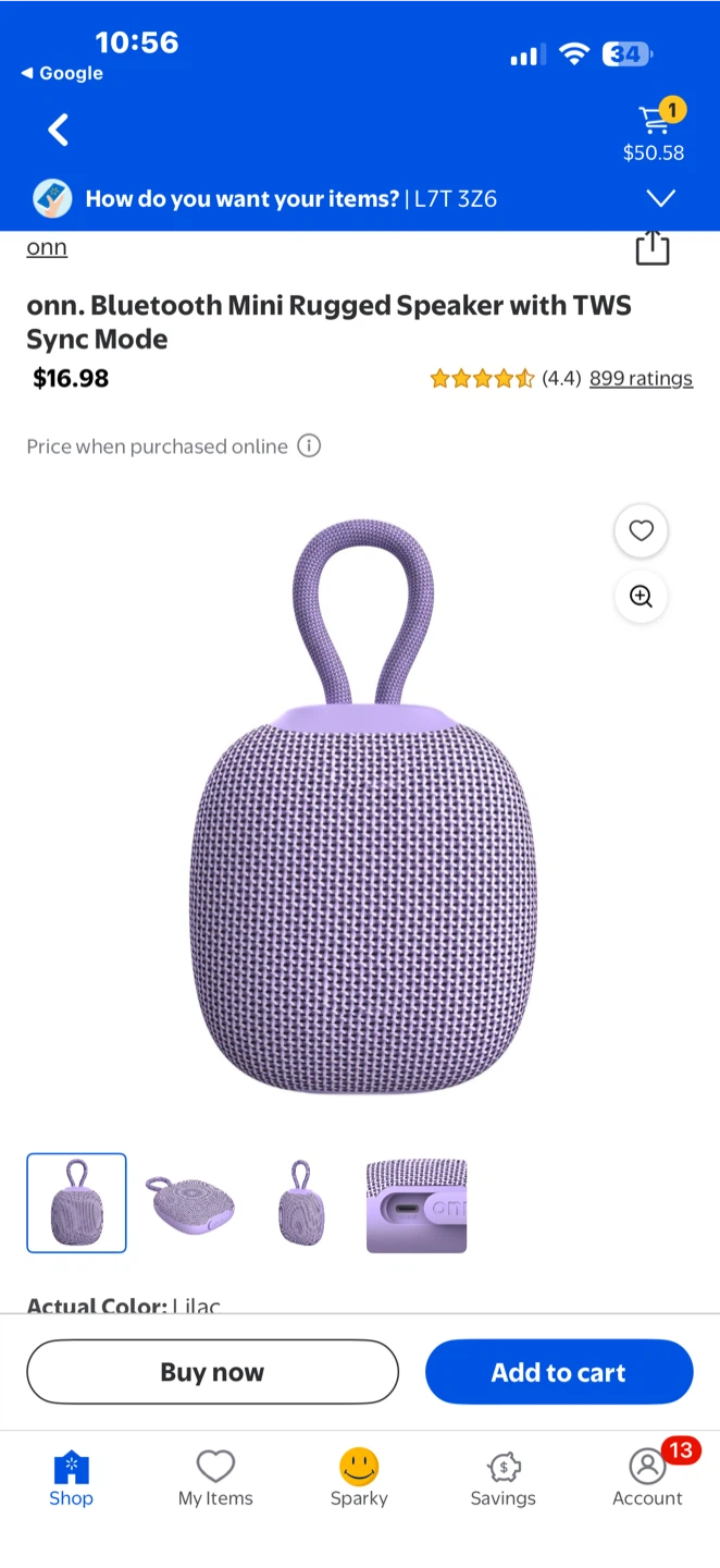 Onn. Bluetooth Mini Rugged Speaker - Lilac - photo 4
