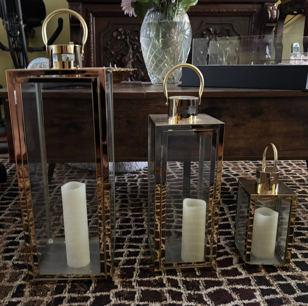 Gold lantern set of 3