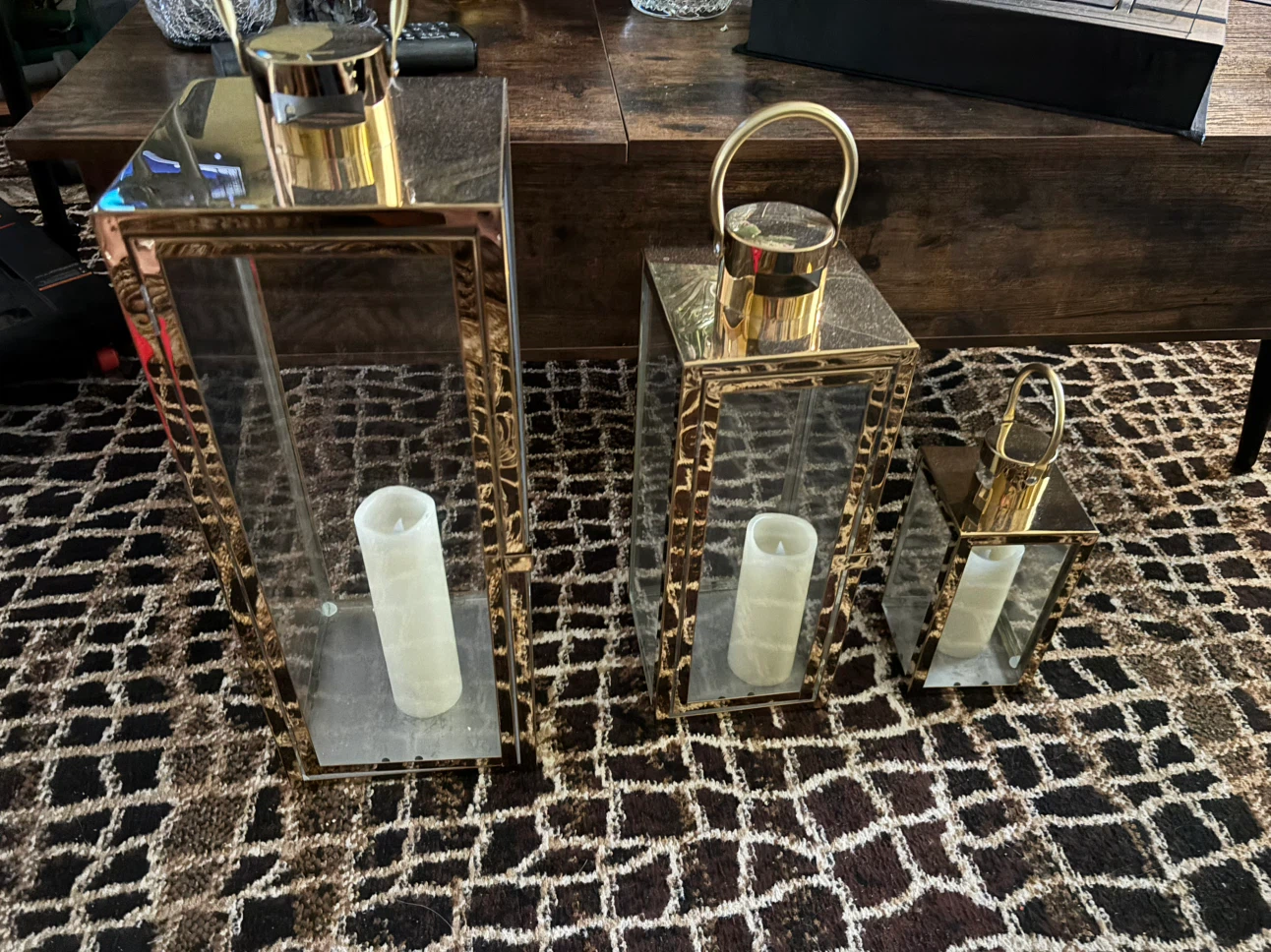 Gold lantern set of 3 - photo 2