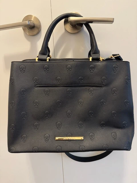 Betsey Johnson Black Skull Satchel Handbag