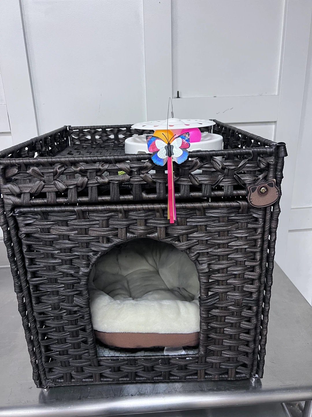 Pet Bed Hideaway Basket with Toy