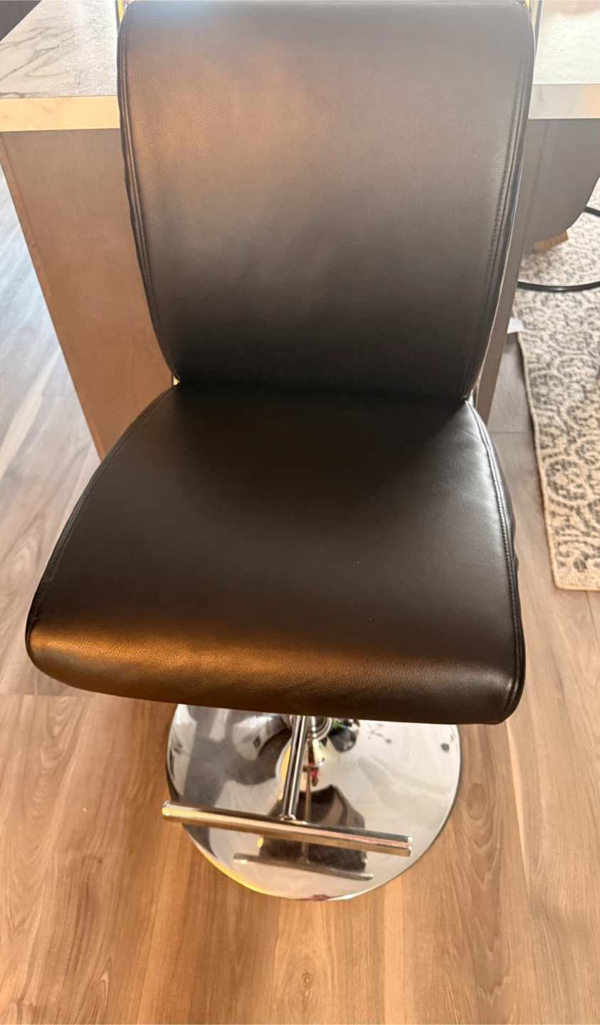 Black Faux Leather Bar Stool with Chrome Base - photo 2