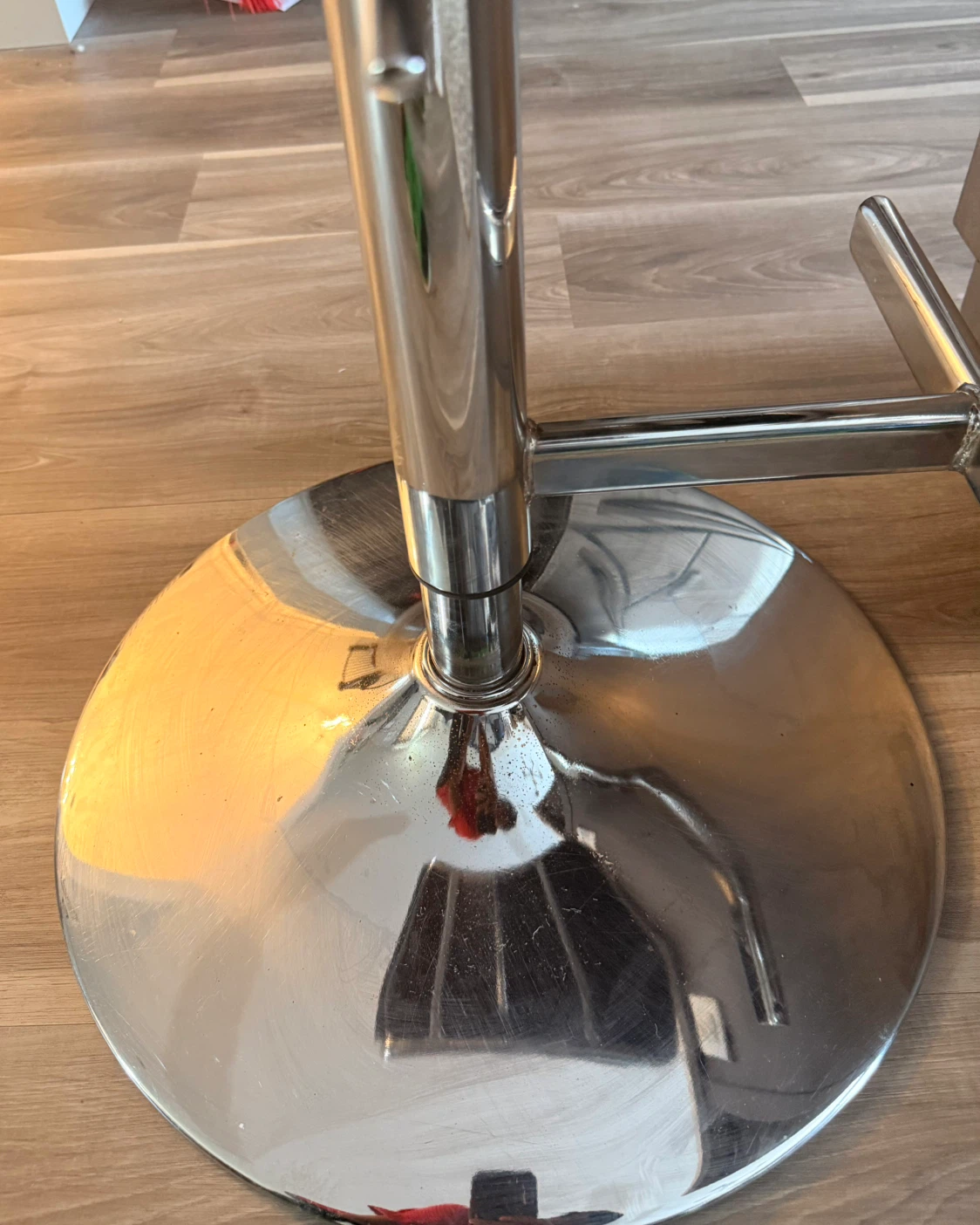 Black Faux Leather Bar Stool with Chrome Base - photo 3