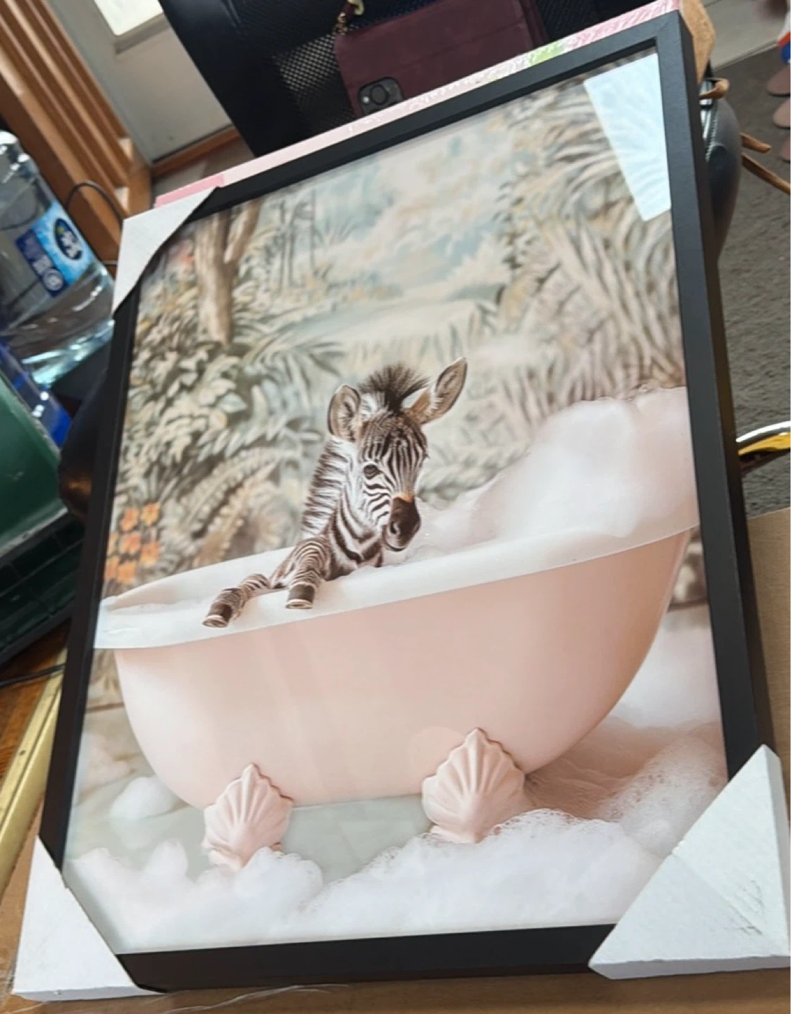 Framed Zebra in Bathtub Wall Art