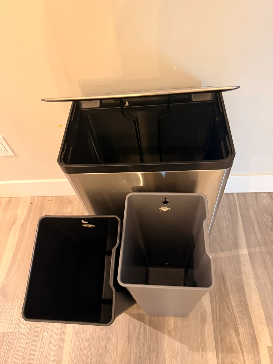 Stainless Steel Dual Compartment Trash Can - photo 4
