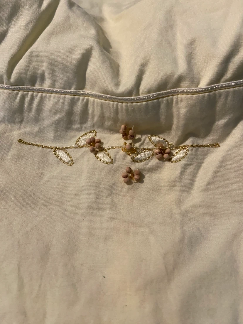 EUC: Costa Blanca Y2K Beaded & Gold Floral Lemon Tube Top S - photo 3