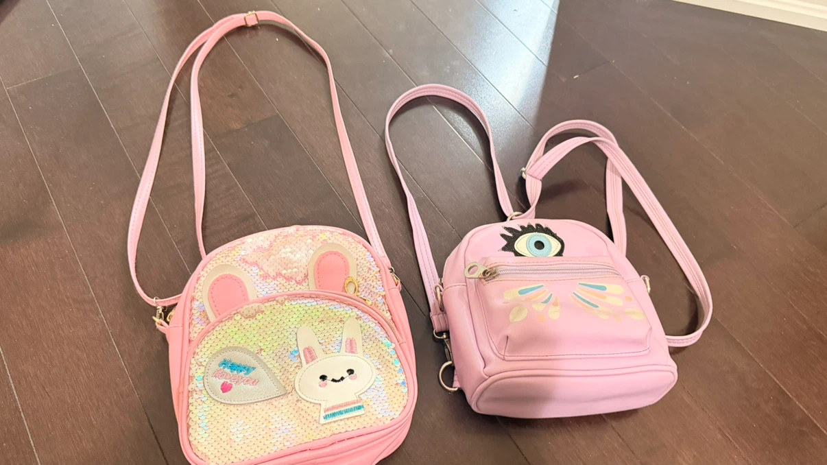 Pink Sequin Bunny and Eye Design Mini Backpacks