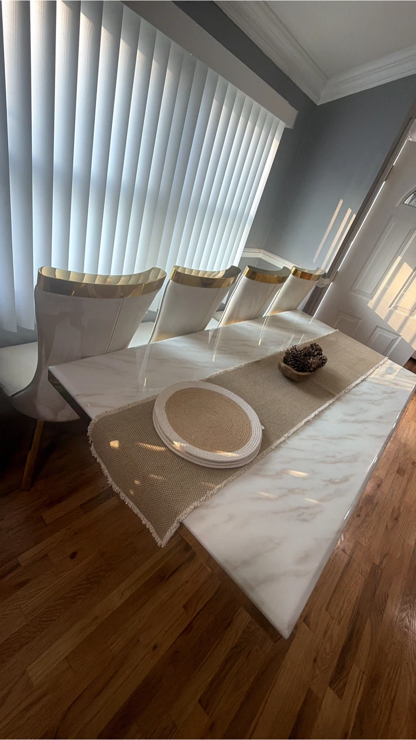 Marble Dining Table with Gold Accents - photo 2