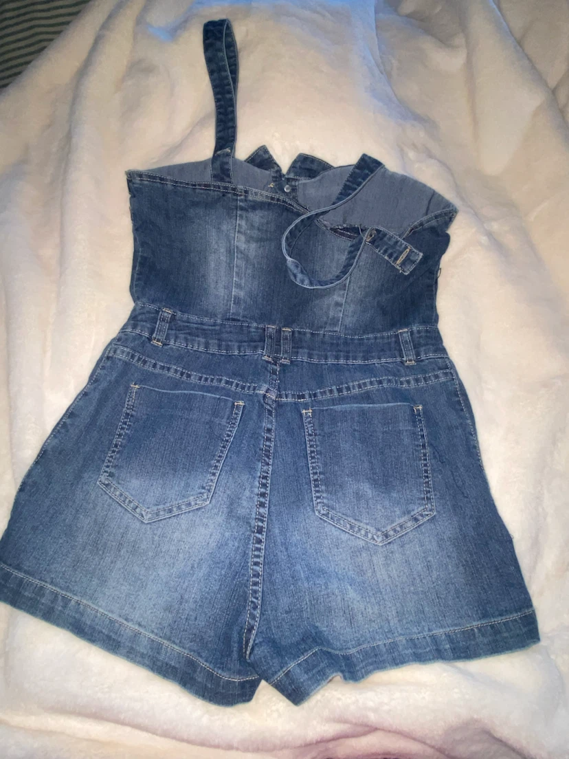 Denim Strappy Shortall Romper - photo 2