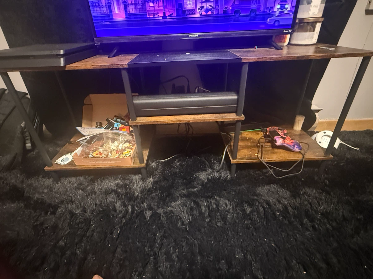 Wooden TV Stand with Shelves