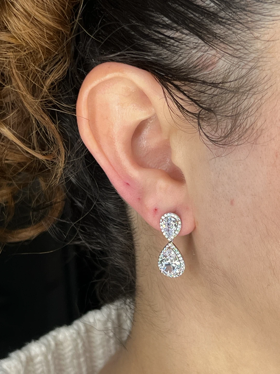 Sparkling Pear Drop Earrings