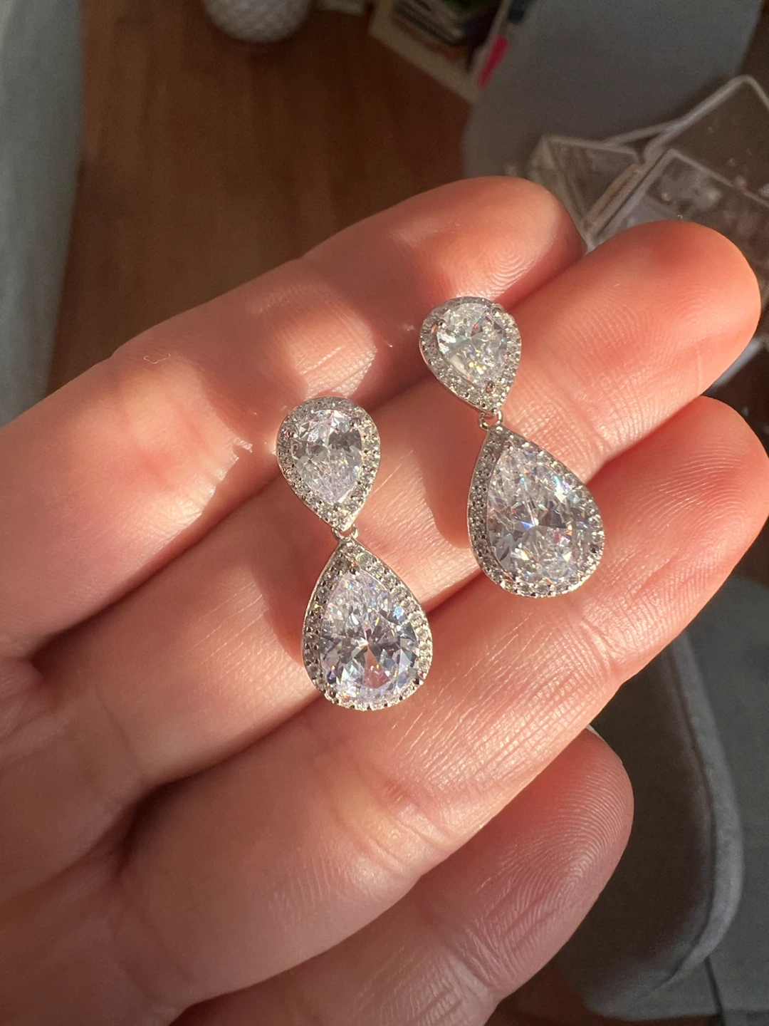 Sparkling Pear Drop Earrings - photo 2