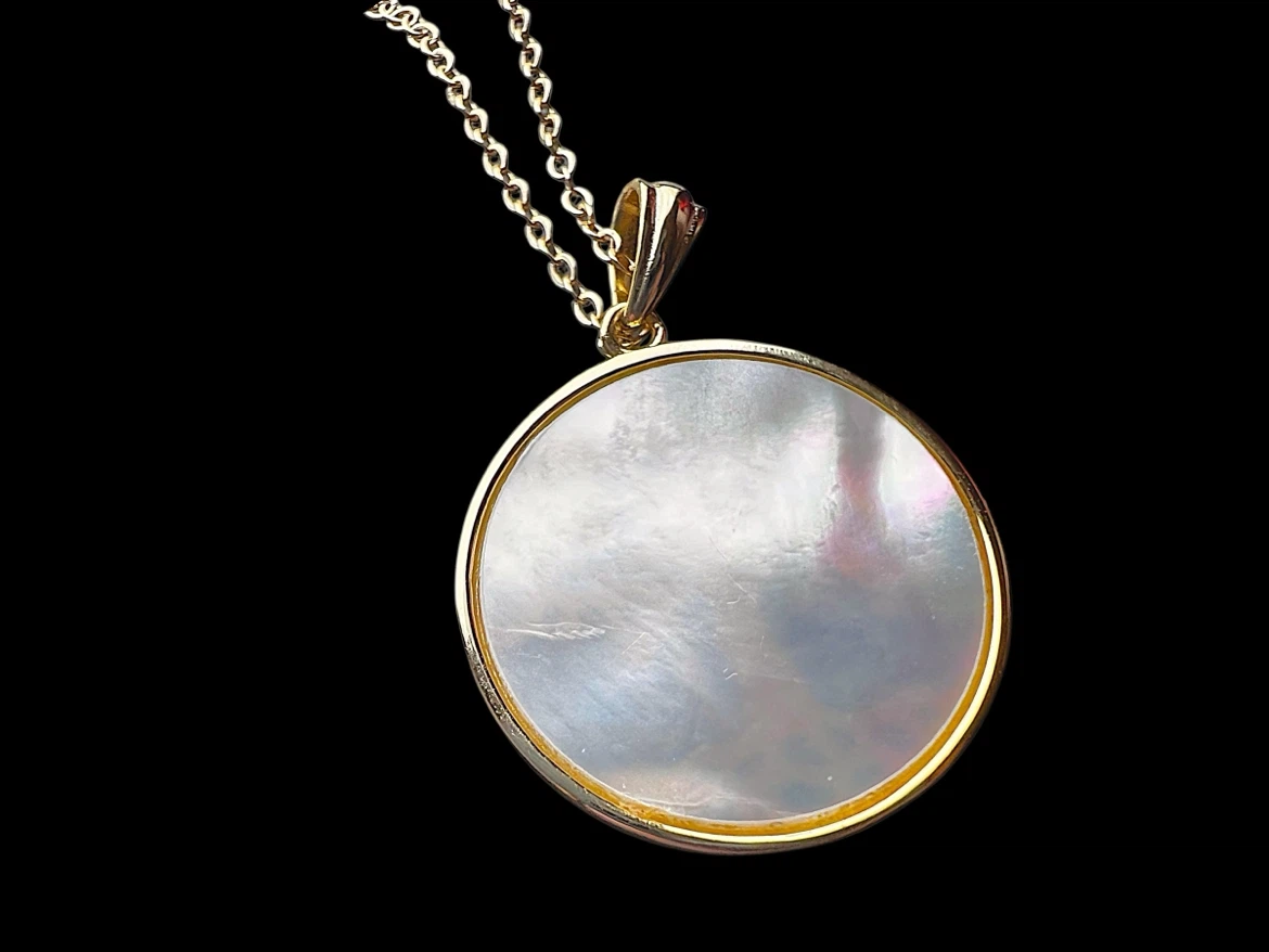 Gold Tone Tree of Life Necklace with Mother of Pearl Pendant - photo 3