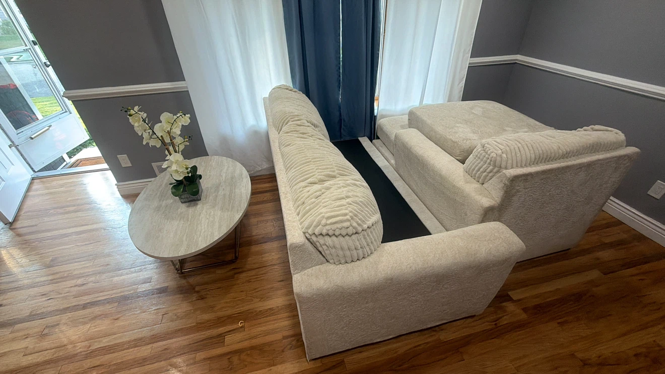 Cream Sectional Sofa with Chaise